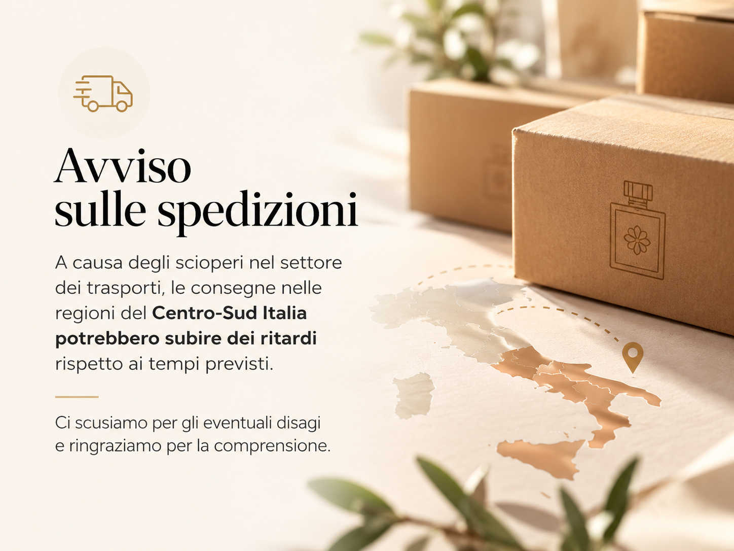 Avviso ritardo spedizioni