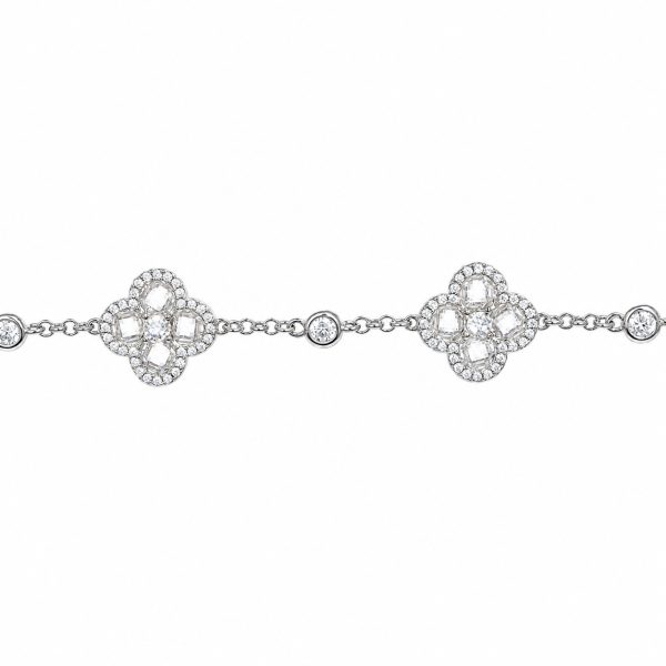 Bracciale Argento Fleurs zirconi bianchi