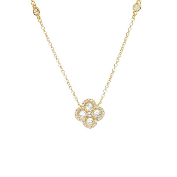 Collana Fiore Singolo Total White Placcato Oro