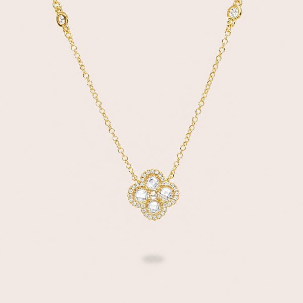 Collana Fiore Singolo Total White Placcato Oro